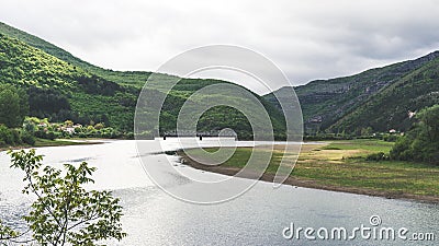 River Bank In Trebinje, Bosnia, Mindfulness Landscape, Still Calming Nature Background Stock Photo