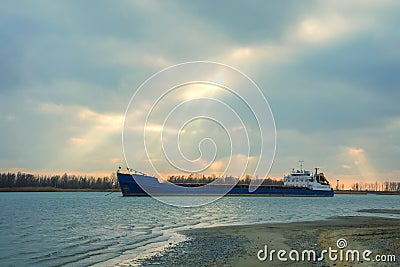 River barge on water Stock Photo