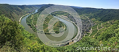 River bend of Moselle at Bremm Editorial Stock Photo