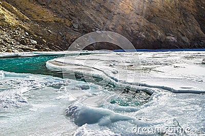 River beneath the frozen river Stock Photo