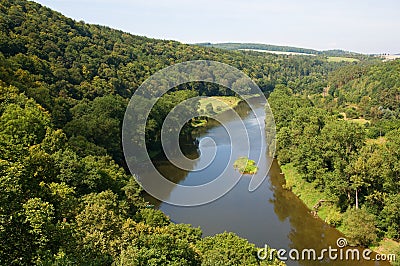 River Berounka near village Nizbor Stock Photo