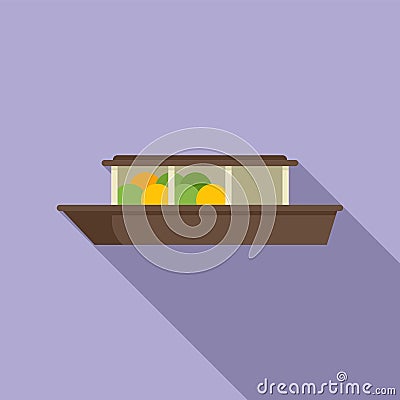 River boat shop icon flat vector. Thai market Vector Illustration