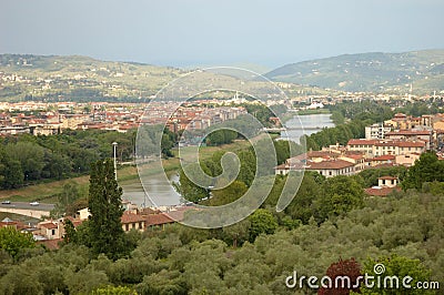 River, buildings, buildings, urban landscape, green spaces, trees Stock Photo