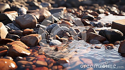 Godly Realistic Close Up Of A Beautiful River With Colorful Rocks Stock Photo