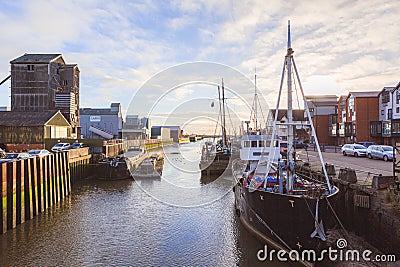 The River Chelmer at Maldon, Essex on a cold winter morning Editorial Stock Photo