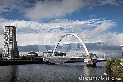 River Clyde, Glasgow, Scotland, UK, September 2013, the Clyde Arc Bridge Editorial Stock Photo