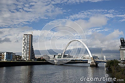 River Clyde, Glasgow, Scotland, UK, September 2013, the Clyde Arc Bridge Editorial Stock Photo