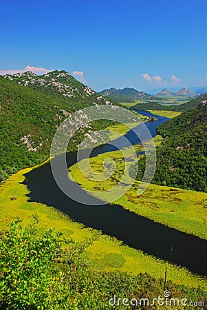 Montenegro - The River Curve at Lake Skadar nearby Rijeka CrnojeviÄ‡a Stock Photo