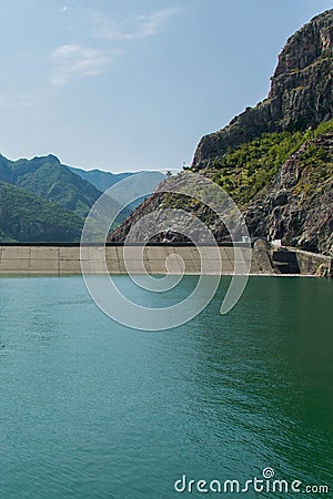 River dam near the Hydroelectric Power Station Stock Photo