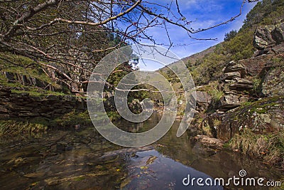 River at Drave Village, Portugal Stock Photo