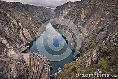 River duero damm in Aldeadavila, Salamanca province, Spain. Stock Photo