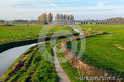 River in Dutch fields Stock Photo