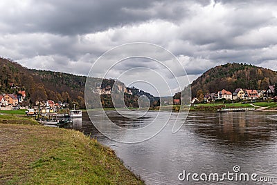 River Elbe, Saxon Switzerland Stock Photo