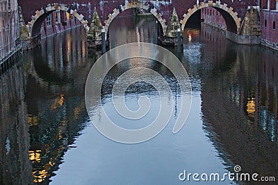 River embankment in the evening Stock Photo