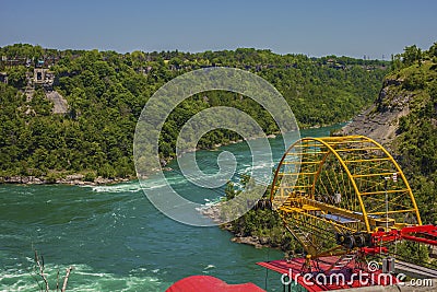 Niagara River Top View. Beautiful landscape of a summer day. Stones and herbs. Stock Photo