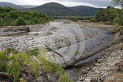 River Feshie & Cairn Creag Ghiuthsach Stock Photo