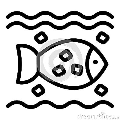 River fish microplastics pollution icon outline vector. Water food Vector Illustration