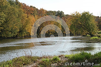 River Foiliage in the fall Stock Photo