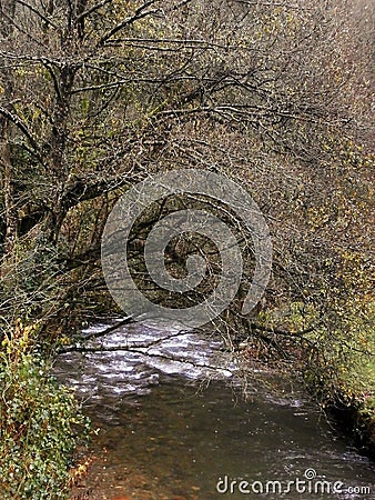 The river follows the Way of St. James. In Galicia Northwest Spain. Stock Photo