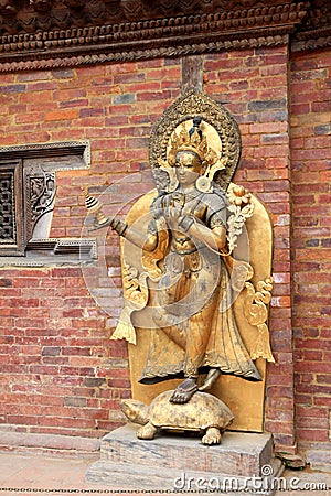 River goddess Ganga at Mul Chowk, Royal Palace in Patan Stock Photo