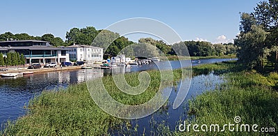 river grass boats nopeople nature Stock Photo