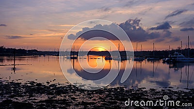 River Hamble winter sunset from Lower Swanick Editorial Stock Photo