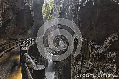 River in the Jiuxiang scenic area in Yunnan in China. Thee Jiuxiang caves area is near the Stone Forest of Kunming Stock Photo