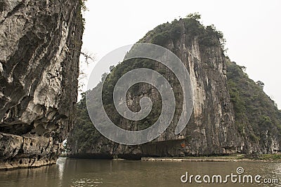 River and karst mountains. Nimh Binh, Vietnam. Stock Photo