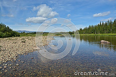 River landscape in the national Park Yugyd VA. Stock Photo