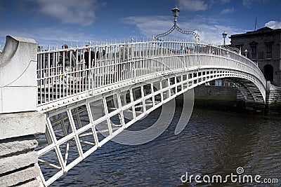 River Liffey Ha penny Bridge in Dublin Republic of Ireland Editorial Stock Photo