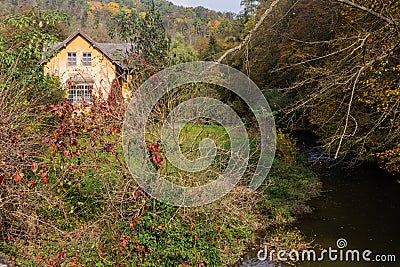 River Lodenice in Svaty Jan pod Skalou village, Czech Republ Stock Photo