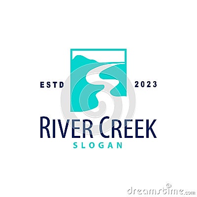 River logo, creeks, simple silhouette inspiration design river flow illustration template Vector Illustration