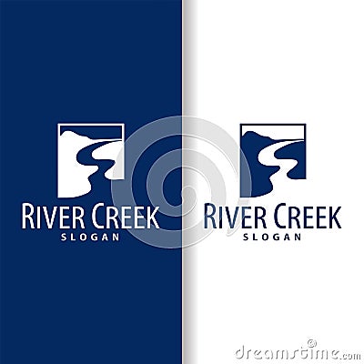 River logo, creeks, simple silhouette inspiration design river flow illustration template Vector Illustration