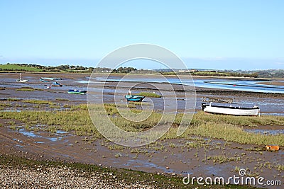 River Lune at Sunderland Point, boats at low tide Editorial Stock Photo