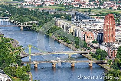 River Main Aerial view Frankfurt Editorial Stock Photo