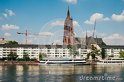 River Main and St. Bartholomeus Cathedral Editorial Stock Photo
