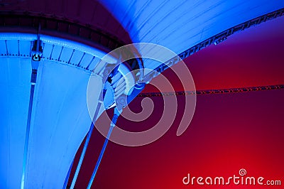 River Mall Shanghai China Lighted Structural supports Stock Photo