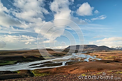 River and mountains near Kerlingarfjoll geothermal area, Iceland Stock Photo