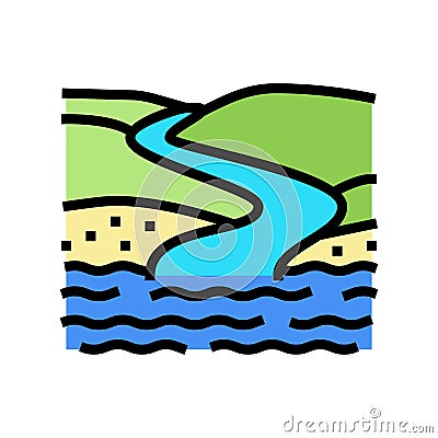 river mouth color icon vector illustration Vector Illustration