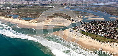 River Mouth and Estuary from the Air Stock Photo