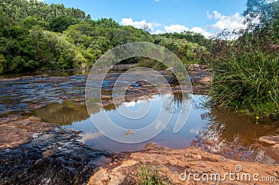 River passing between the mountains in sao marcos , brazil Stock Photo