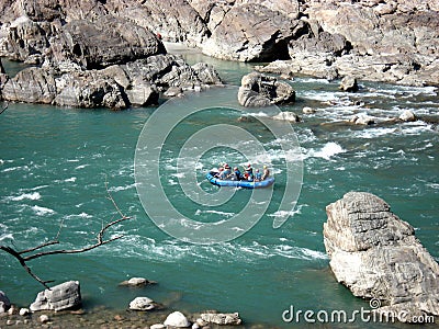 River Rafting in the Ganges at Rishikesh Stock Photo