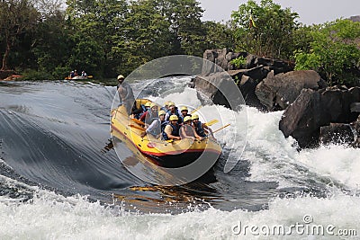 River Rafting through the difficult waters of Dandeli Editorial Stock Photo