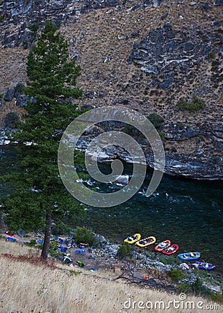 River Rafting Vacation in the Wild Mountains Stock Photo