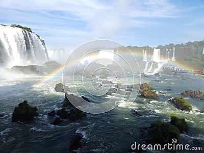 River raging waters beneath Iguaçu Falls Stock Photo