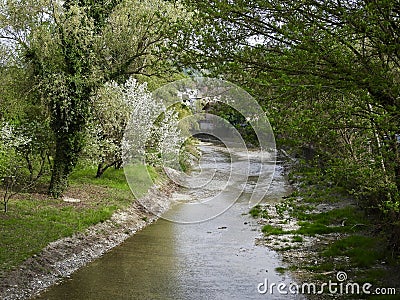 River rinning through Monteveglio Stock Photo