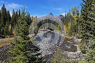 A River Runs Through Montana Mountains Stock Photo