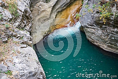 River in Sapadere Canyon, Antalya, Turkey. Stock Photo
