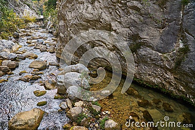 River in Sapadere Canyon, Antalya, Turkey. Stock Photo