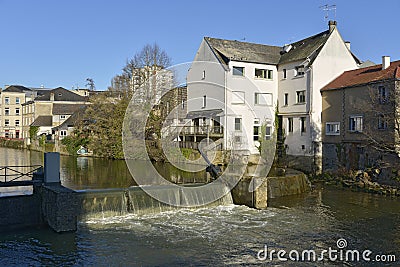 River Sarthe at AlenÃ§on in France Stock Photo